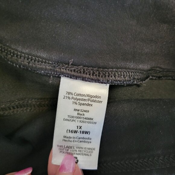 Terra Sky Womens Jeans 1X 16W 18W Plus Pull On Cropped Ankle Black Denim SL4E - Picture 8 of 9